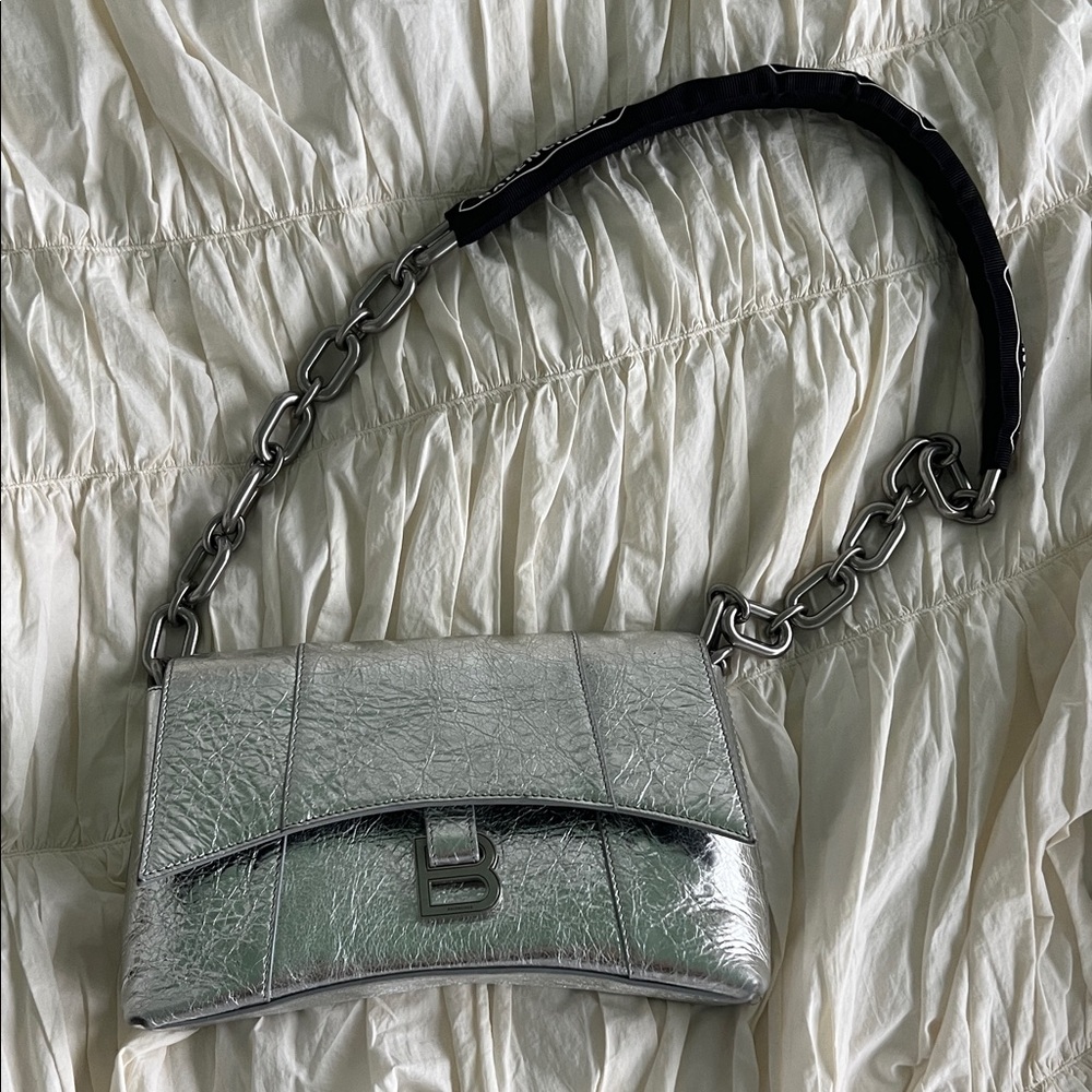 Balenciaga Silver Shoulder Bag with Chain Strap